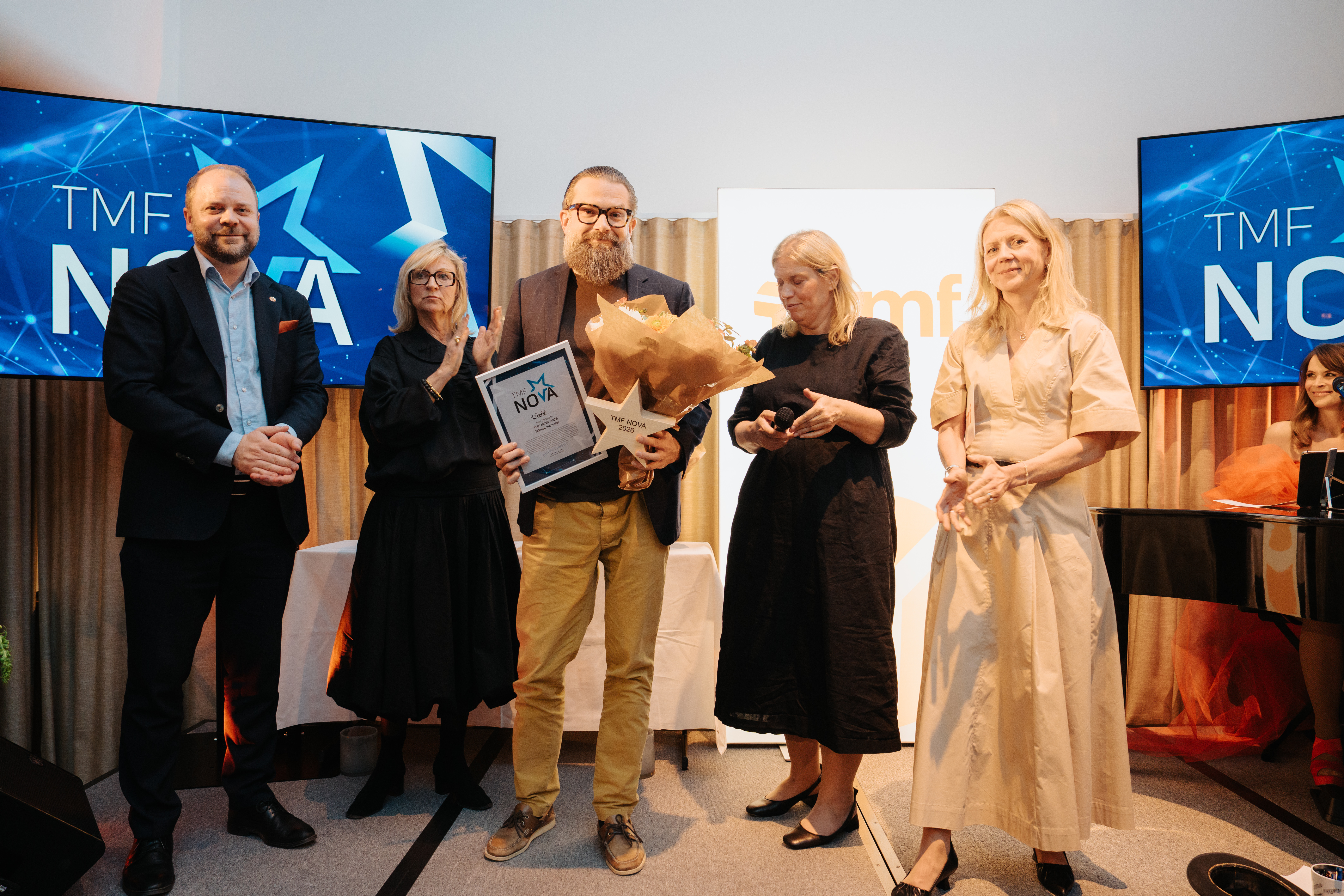 TMF Nova-vinnare 2026 - Snêk. Här med vd:n Fredrik Karlsson Peraldi.