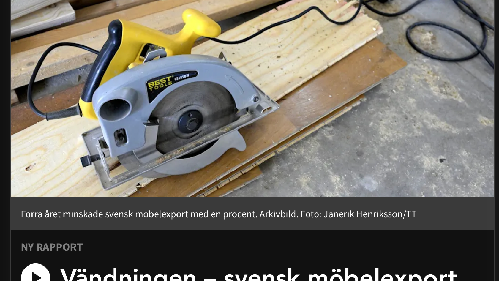 Möbelexport minskar 