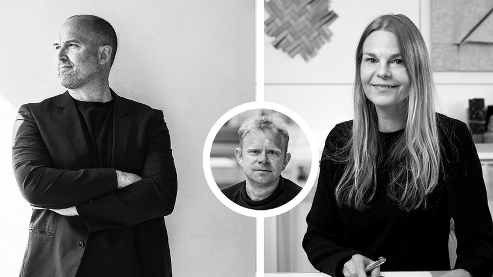 Bildcollage - trio involverade i svensk design; formgivarna Alexander Lervik och Mia Cullin samt Dan Johanson, vd på Johanson Design.