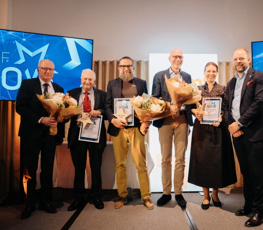 Samtliga TMF Nova 2026-vinnare; Lindholmsgruppen, Snêk och Henry Jarlsson.